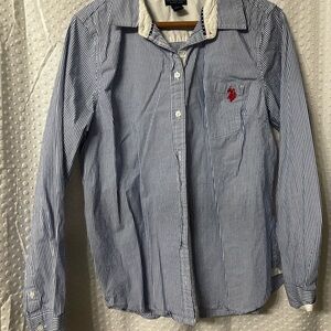 U.S. Polo Assn. Blue and White Casual Button Down Shirt